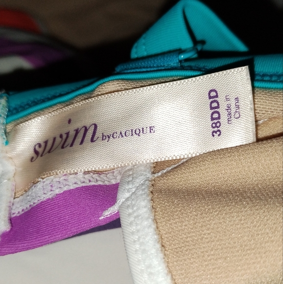 Swim by Cacique Multi-Color Striped Swim Suit Top Size 38DDD - Picture 2 of 4